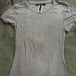 BCBG Ribbed Knit Shirt Sleeve, Size S, Gray